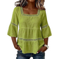 🌸 LIMITED-TIME 50% OFF! 💥 Elegant Square Neck Summer Blouse – Boho Lace, Bell Sleeves, Tiered Flow ✨