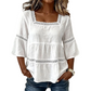 🌸 LIMITED-TIME 50% OFF! 💥 Elegant Square Neck Summer Blouse – Boho Lace, Bell Sleeves, Tiered Flow ✨