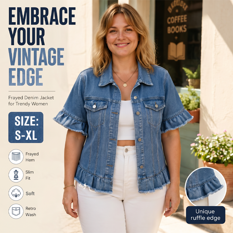 Women's Summer Ruffled Sleeve Denim Jacket