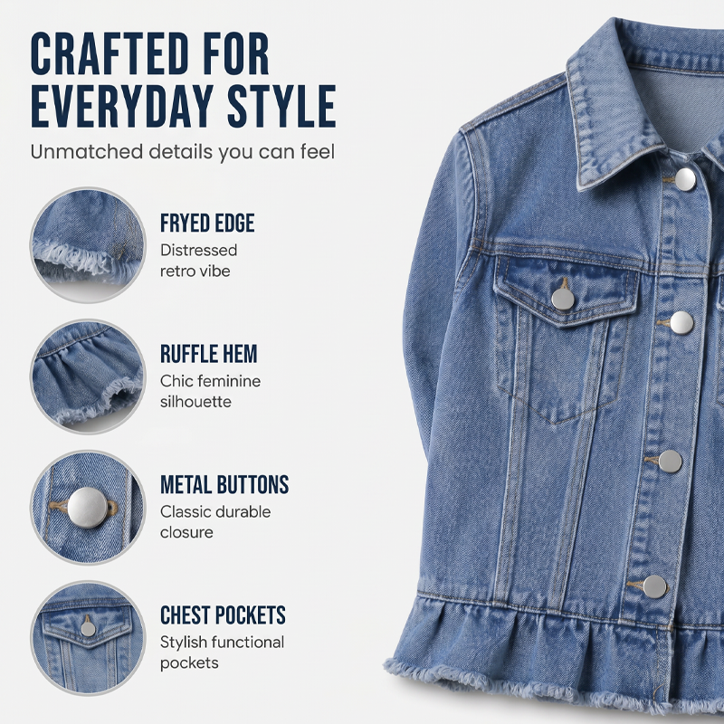 Women's Summer Ruffled Sleeve Denim Jacket