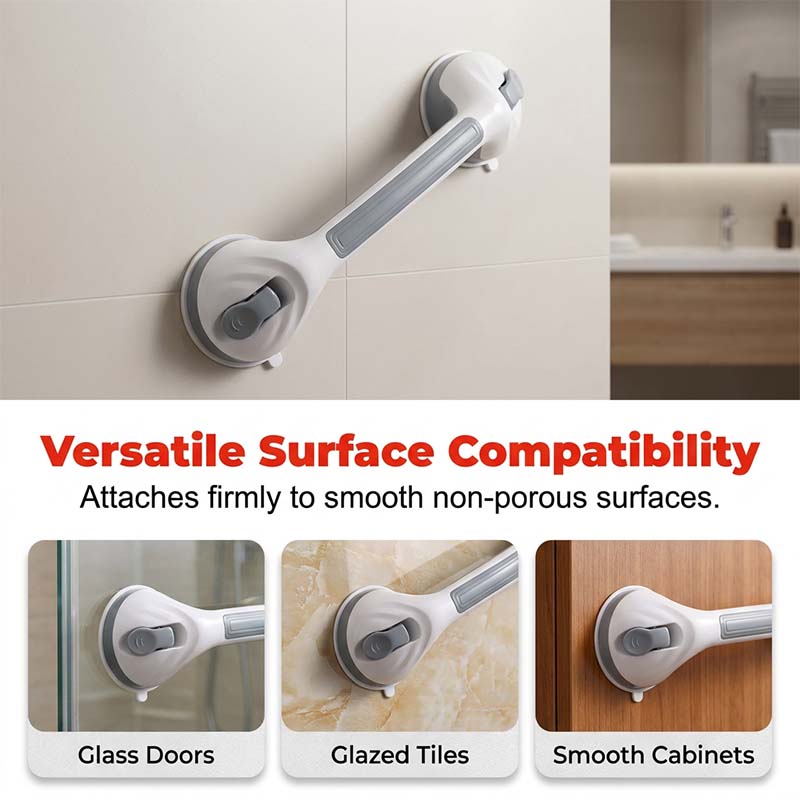 🚿 50% OFF! ✨ Suction Cup Grab Bar – Tool-Free No-Drill Install on Tile & Glass, Strong Vacuum Hold, Removable & Reusable – Extra Balance Support for Bathroom Safety 🔒