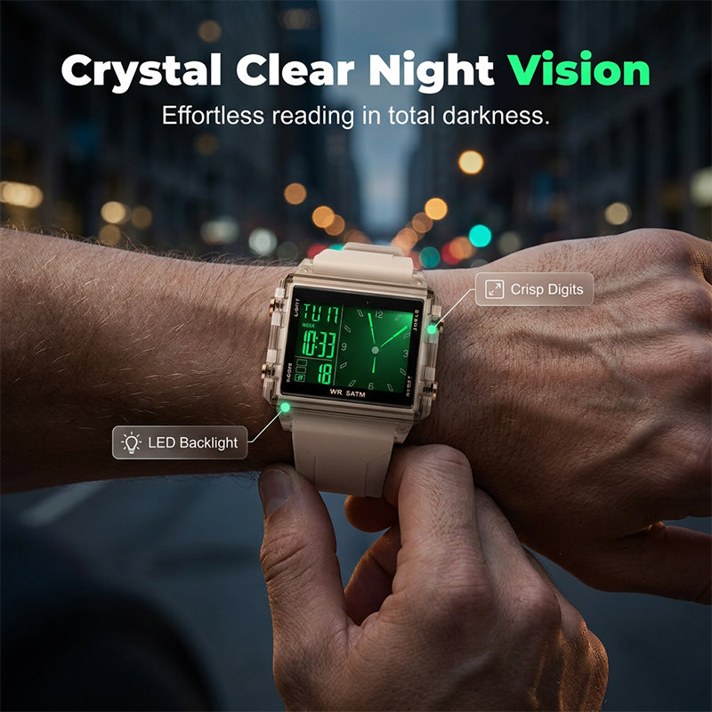 ⏳Time-Limited Special⏰Waterproof Transparent Digital Watch – 50M Rating, Luminous Display, Hybrid Time ✨