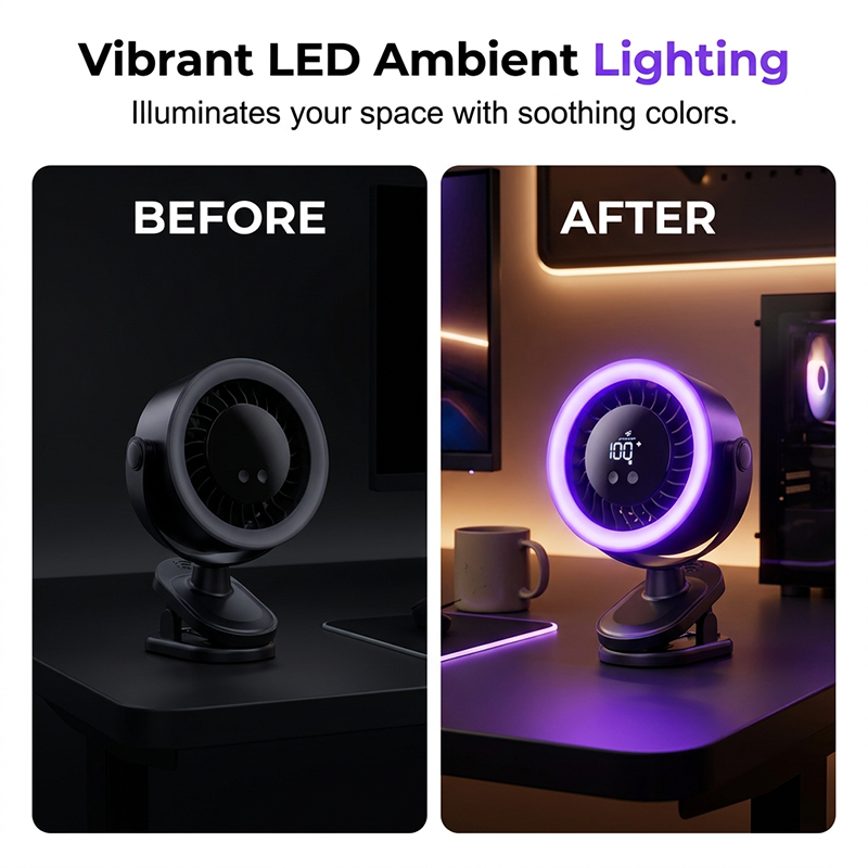 🌬️ USB Wall-Mountable Turbo Fan Digital Display Strong-Grip Clamp 💤 Ultra-Quiet Nighttime Cooling Omnidirectional Pivot 50% OFF Today