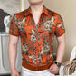 Men's Vintage Floral Print Zip-Up Top