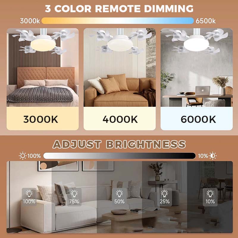 🔥Last Day Promotion 50% OFF🌀Smart LED Ceiling Fan Light with Remote – 3 Speeds, 3 Color Temps, Quiet Motor