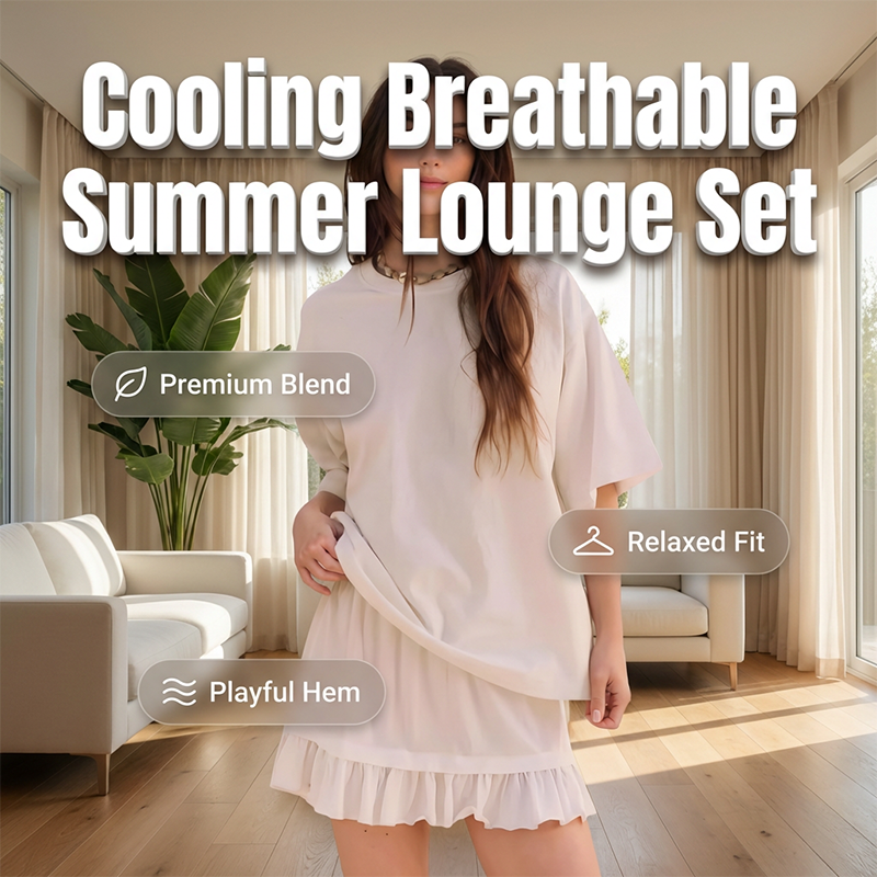 Women's Oversized T-Shirt & Ruffle Skirt 2-Piece Set 🌸 | Breathable Summer Lounge Outfit ☀️ | Soft Fabric, Relaxed Fit 💕 | S-2XL