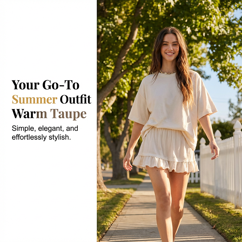 Women's Oversized T-Shirt & Ruffle Skirt 2-Piece Set 🌸 | Breathable Summer Lounge Outfit ☀️ | Soft Fabric, Relaxed Fit 💕 | S-2XL