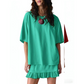 Women's Oversized T-Shirt & Ruffle Skirt 2-Piece Set 🌸 | Breathable Summer Lounge Outfit ☀️ | Soft Fabric, Relaxed Fit 💕 | S-2XL