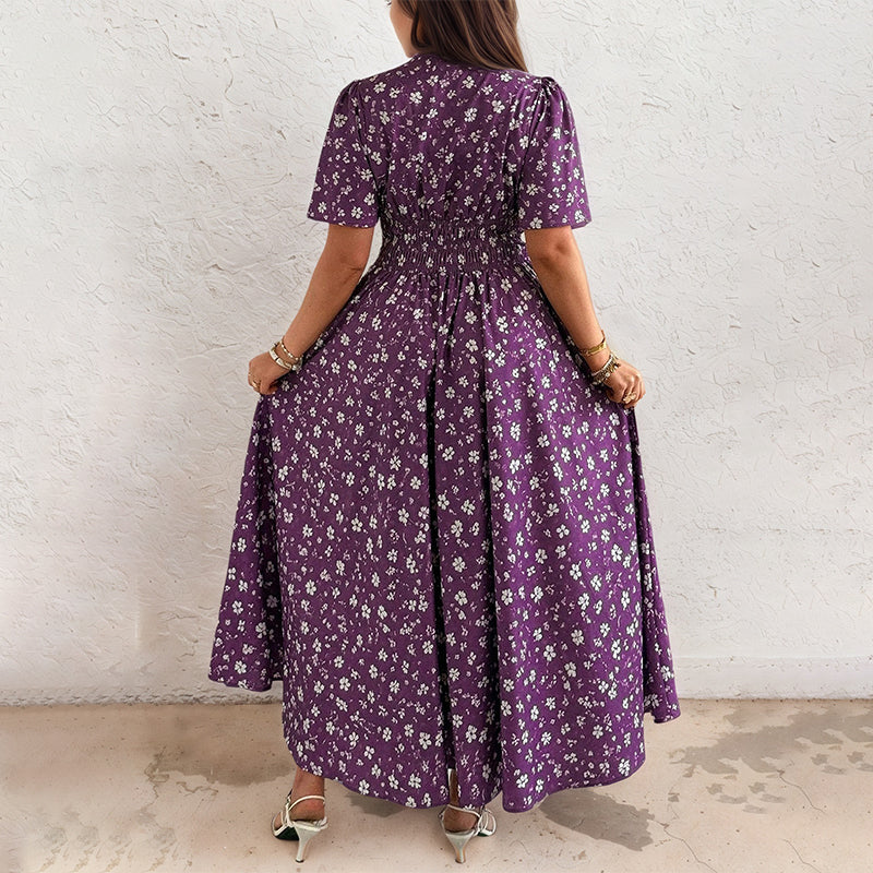 Women's Elegant Floral V-Neck Dress