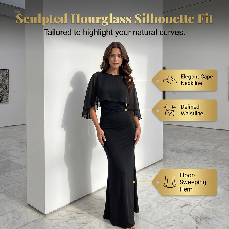 🌸 50% OFF NOW! 🌸Elegant Cape Mermaid Maxi Dress