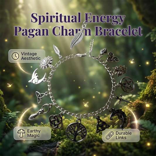 📿  50% OFF! ✨ Vintage Pagan Charm Bracelet – Spiritual Symbols, Antique Silver, Bohemian Style 🌙