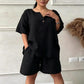 Women's Relaxed-Fit Short Sleeve Top and Shorts Set