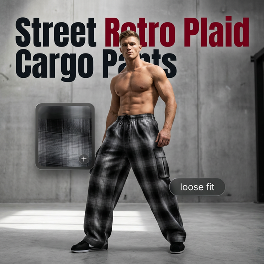 Men's Retro Plaid Loose Fit Cargo Pants