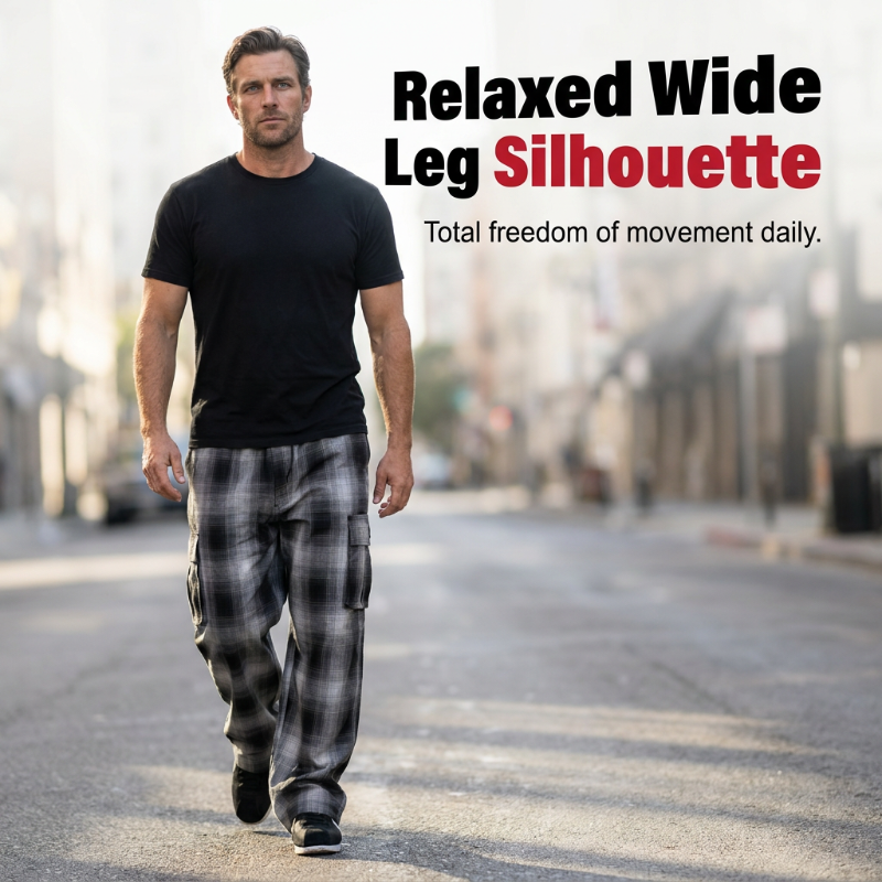 Men's Retro Plaid Loose Fit Cargo Pants