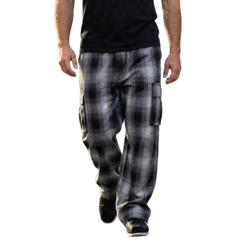 Men's Retro Plaid Loose Fit Cargo Pants