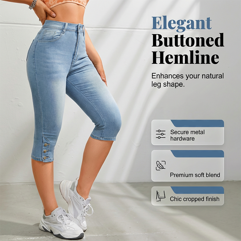 🥳2026 HOT SALE🥳💞50K+ SOLD!✨ 💝  Women's High-Waist Slim-Fit Capri Jeans