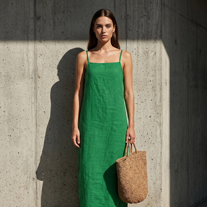 🎉 LIMITED TIME 50% OFF! 👗 Women's Casual Solid Color Slip Dress – Lightweight Cotton Blend & Flowing Maxi Length 🌸