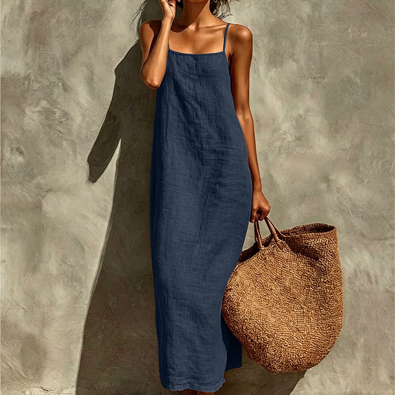 🎉 LIMITED TIME 50% OFF! 👗 Women's Casual Solid Color Slip Dress – Lightweight Cotton Blend & Flowing Maxi Length 🌸