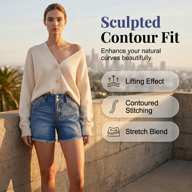🎉 LIMITED TIME 50% OFF! 👖 Women's Casual Stretch Denim Shorts – High-Waisted Double-Button Design & Unrestricted Movement 💙