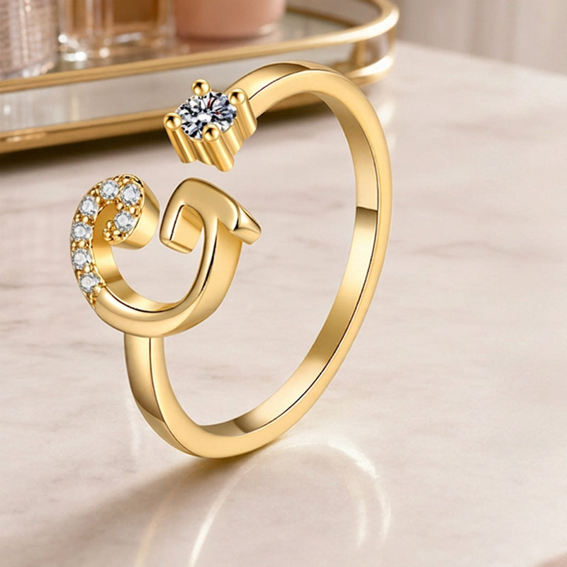⏳Limited-time 50% off⏰Adjustable Sparkle Initial Ring for Women💍