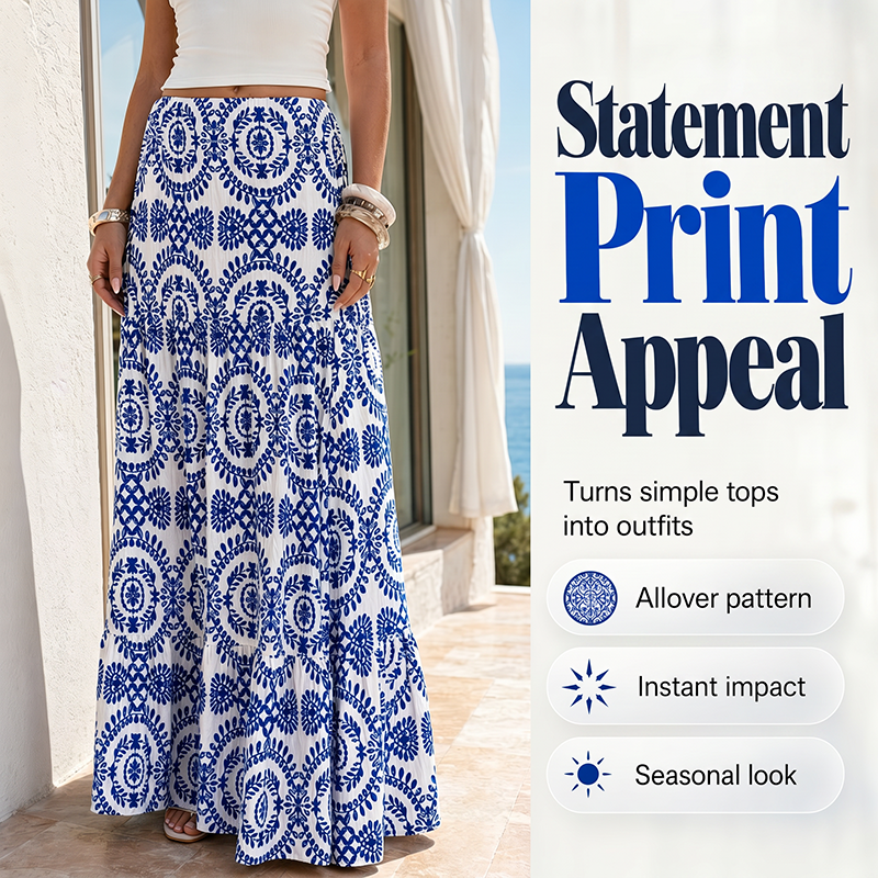 🔥50% OFF NOW🌴Women Flowy Maxi Skirt‑Light‑Weight Summer Holiday Long Skirt for Beach & Daily Wear