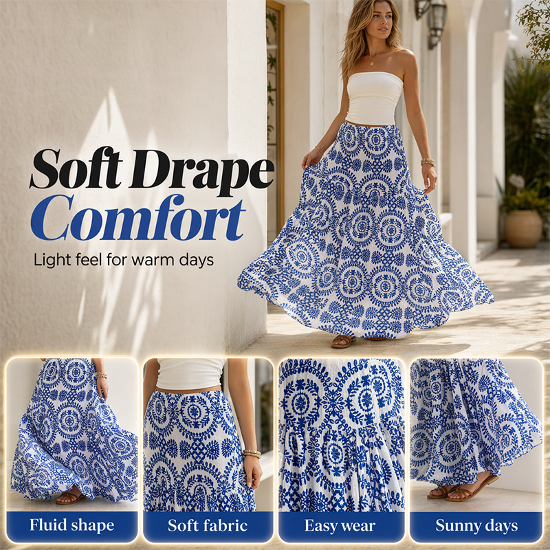 🔥50% OFF NOW🌴Women Flowy Maxi Skirt‑Light‑Weight Summer Holiday Long Skirt for Beach & Daily Wear