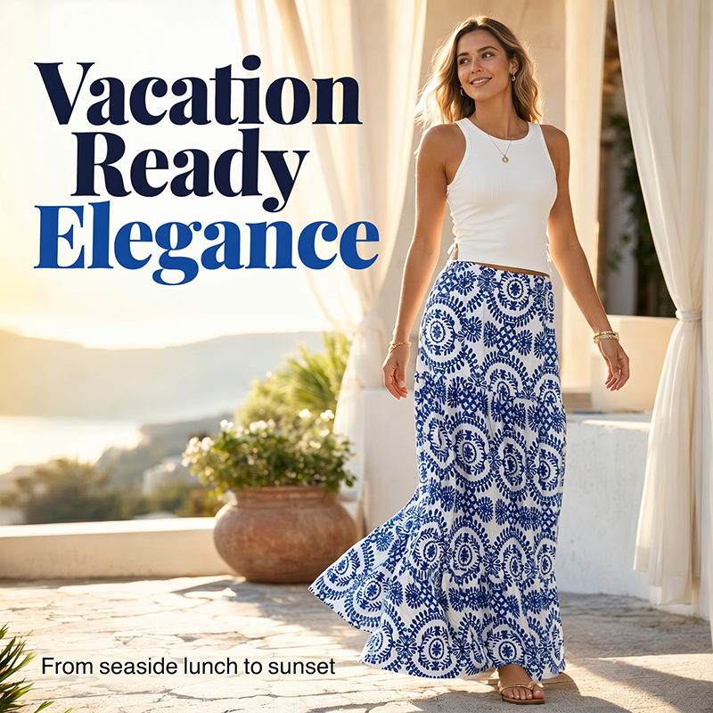 🔥50% OFF NOW🌴Women Flowy Maxi Skirt‑Light‑Weight Summer Holiday Long Skirt for Beach & Daily Wear