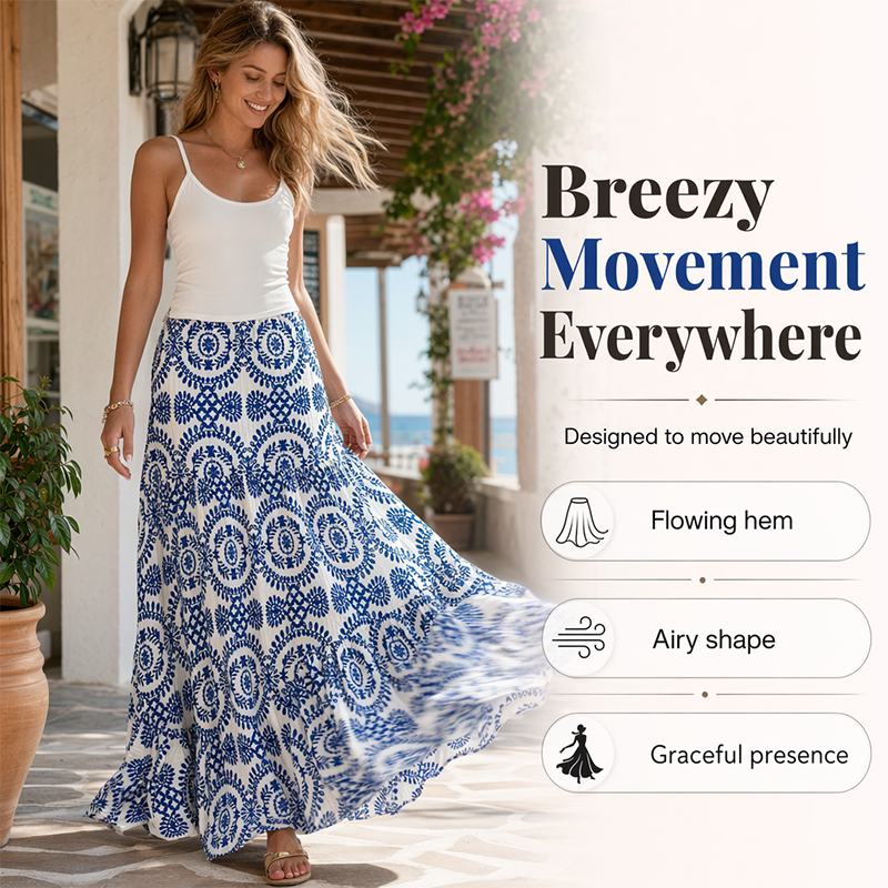 🔥50% OFF NOW🌴Women Flowy Maxi Skirt‑Light‑Weight Summer Holiday Long Skirt for Beach & Daily Wear