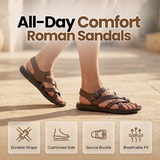 🔥50% OFF NOW🌊Men Roman‑Style Sandals‑Soft‑Sole Summer Casual Beach‑Walking Shoes