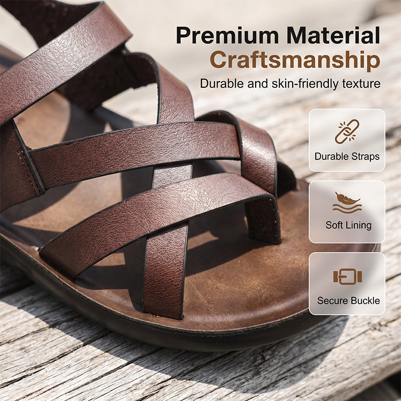 🔥50% OFF NOW🌊Men Roman‑Style Sandals‑Soft‑Sole Summer Casual Beach‑Walking Shoes