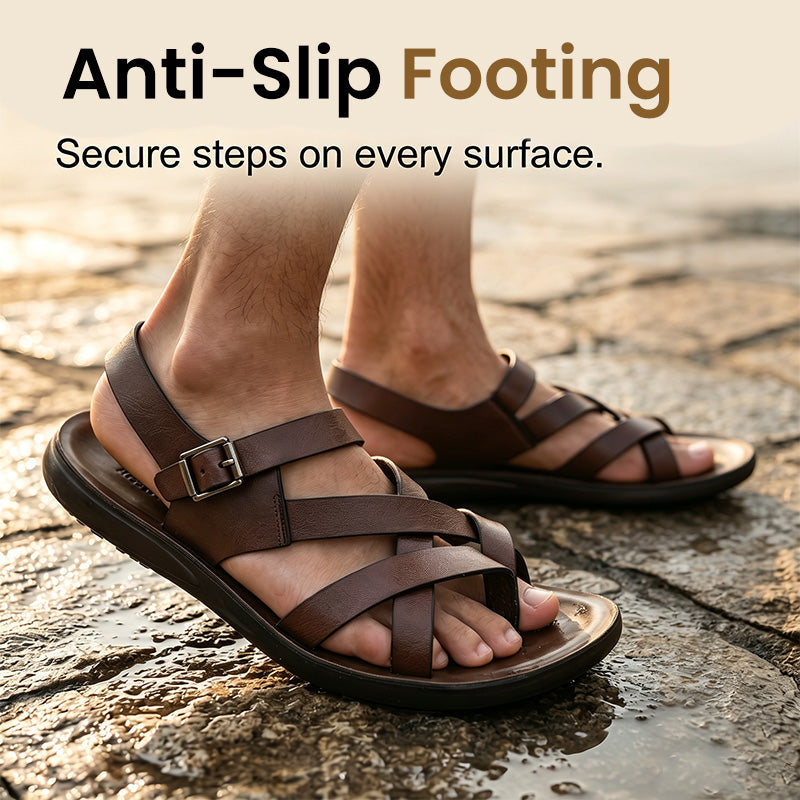 🔥50% OFF NOW🌊Men Roman‑Style Sandals‑Soft‑Sole Summer Casual Beach‑Walking Shoes