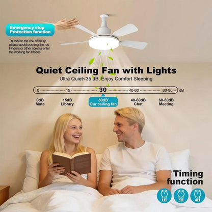 🌪️ 2-in-1 Light + Breeze! Socket Fan Light with Remote – Dimmable LED & 3-Speed Adjustable ⚙️