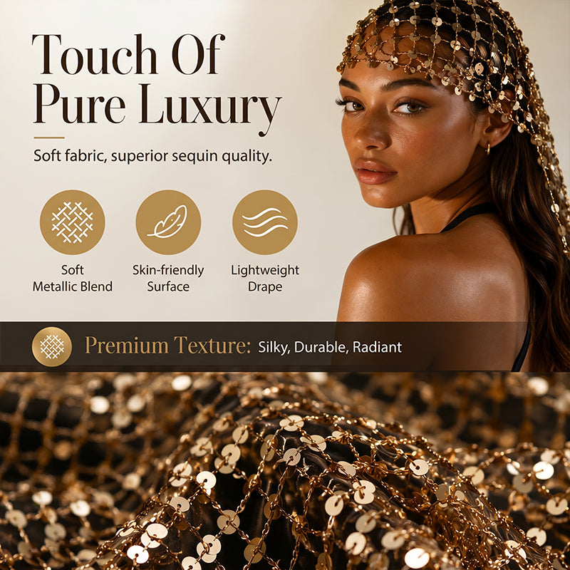 Women's Hollow-Out Sequin Tassel Headscarf