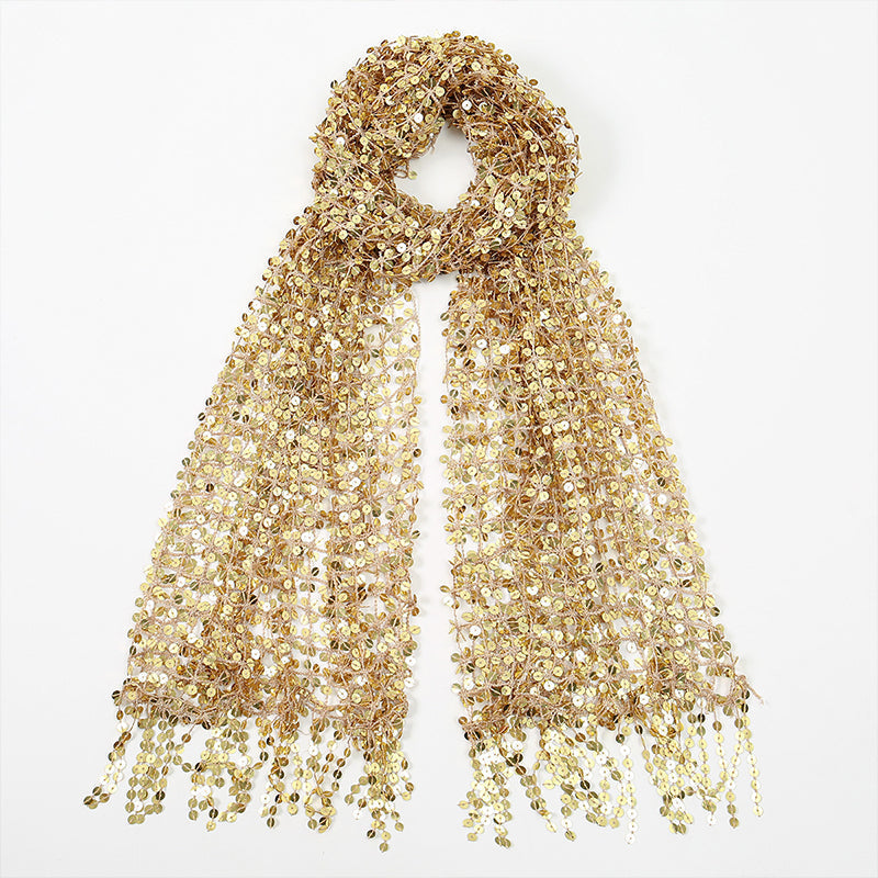 Women's Hollow-Out Sequin Tassel Headscarf