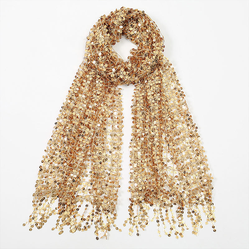 Women's Hollow-Out Sequin Tassel Headscarf