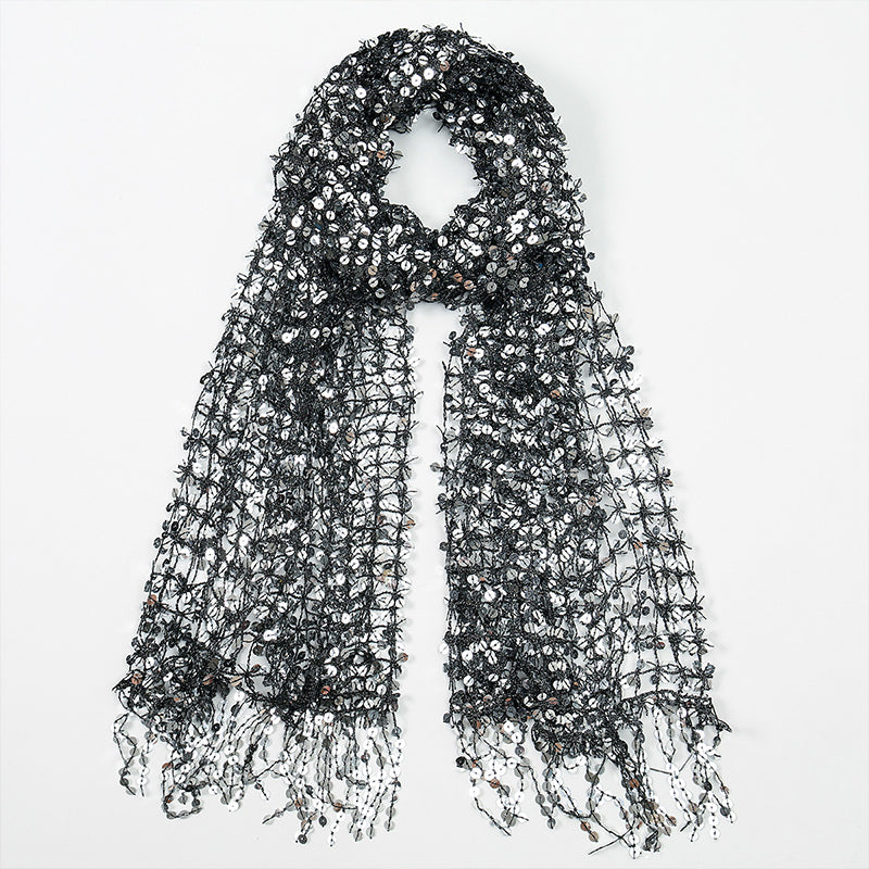 Women's Hollow-Out Sequin Tassel Headscarf