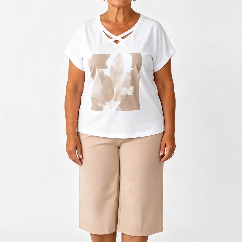🎉 LIMITED TIME 50% OFF! 🌸 Women Casual Two Piece Set V-Neck Tee and Cropped Pants – Relaxed Fit & Premium Skin-Friendly Fabric ✨