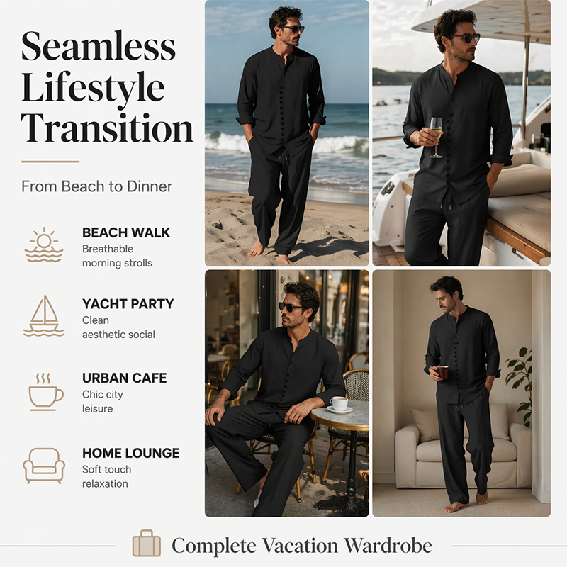 🎉 2026 Sale — Over 56,000 Sold! 👔 Men's Minimalist Casual Shirt & Pants Set 🩳