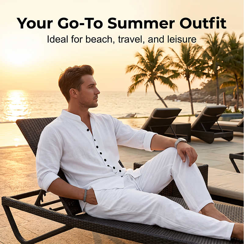 🎉 2026 Sale — Over 56,000 Sold! 👔 Men's Minimalist Casual Shirt & Pants Set 🩳