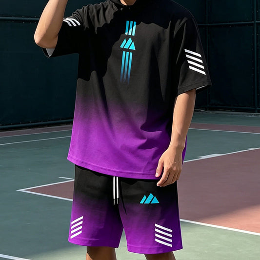 👕 50% OFF NOW! ☀️ Men’s Gradient T-Shirt & Shorts Set – Cool Drips, Zero Fuss 🩳