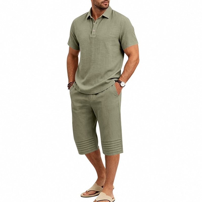 🎉 2026 Sale — Over 15,000 Sold!☀️Men's Summer Shirt & Crop Pants Set – Breathable, Relaxed Fit 🌴