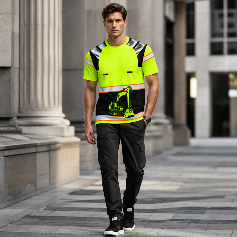 🔥 Pro-Favorite Bold Excavator Graphic Tee – Polyester – Breathable 🚜