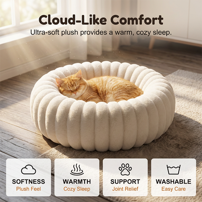 🎉 2026 Sale — Over 35,700 Sold 🐾 Round Calming Pet Bed – Cat & Dog Sleeping Mat ☁️