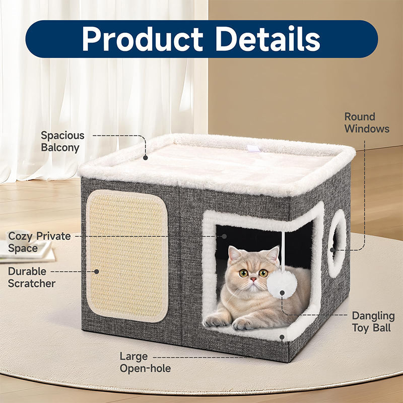 🎉 2026 Sale — Over 18,000 Sold! 🐾 2-in-1 Foldable Cat Cube House – Dual-Level, Built-in Scratching Pad – Hide, Perch & Scratch – Space-Saving, Portable, All-Season Comfort 🏠