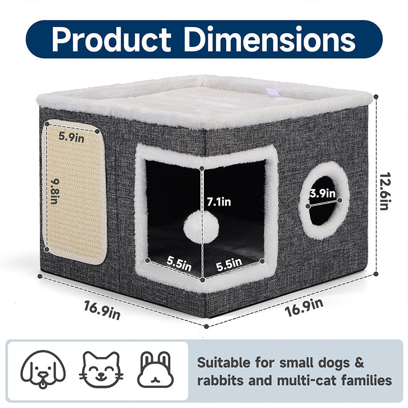 🎉 2026 Sale — Over 18,000 Sold! 🐾 2-in-1 Foldable Cat Cube House – Dual-Level, Built-in Scratching Pad – Hide, Perch & Scratch – Space-Saving, Portable, All-Season Comfort 🏠