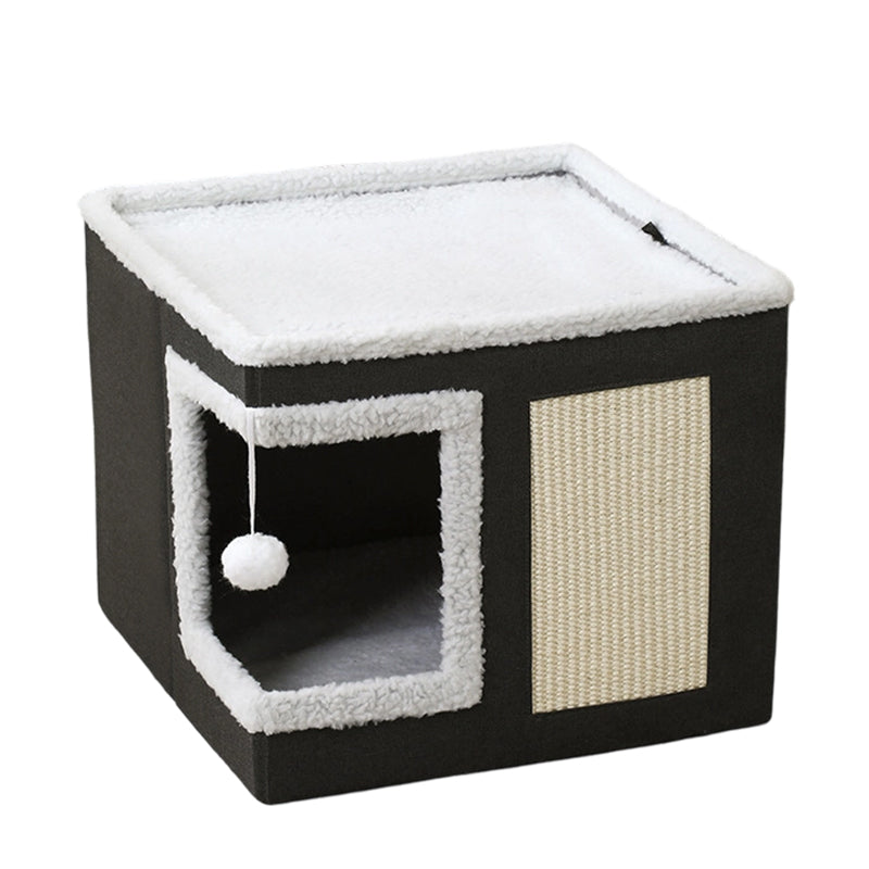 🎉 2026 Sale — Over 18,000 Sold! 🐾 2-in-1 Foldable Cat Cube House – Dual-Level, Built-in Scratching Pad – Hide, Perch & Scratch – Space-Saving, Portable, All-Season Comfort 🏠