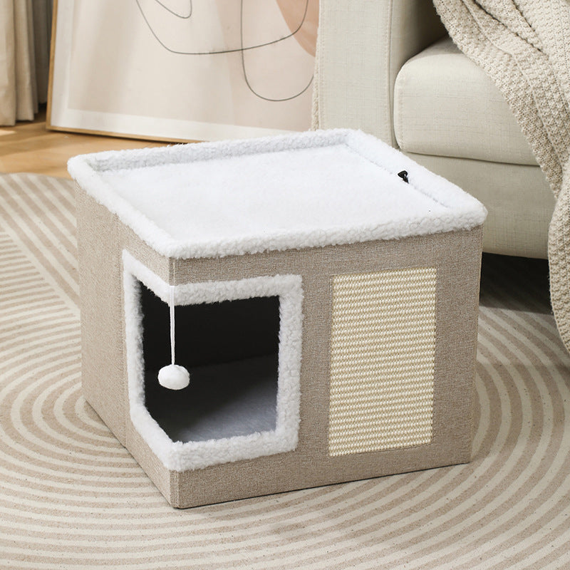 🎉 2026 Sale — Over 18,000 Sold! 🐾 2-in-1 Foldable Cat Cube House – Dual-Level, Built-in Scratching Pad – Hide, Perch & Scratch – Space-Saving, Portable, All-Season Comfort 🏠