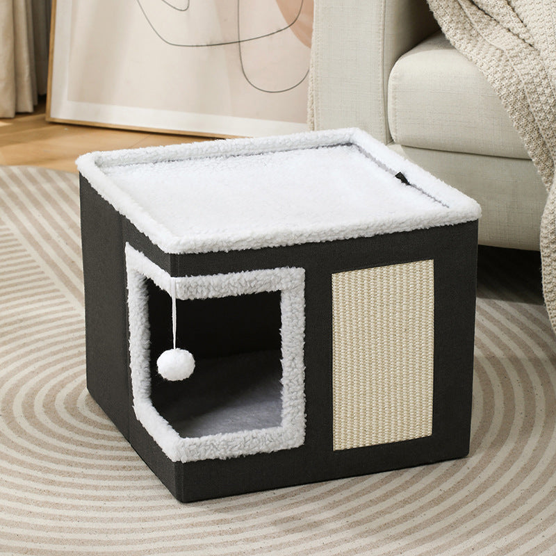 🎉 2026 Sale — Over 18,000 Sold! 🐾 2-in-1 Foldable Cat Cube House – Dual-Level, Built-in Scratching Pad – Hide, Perch & Scratch – Space-Saving, Portable, All-Season Comfort 🏠