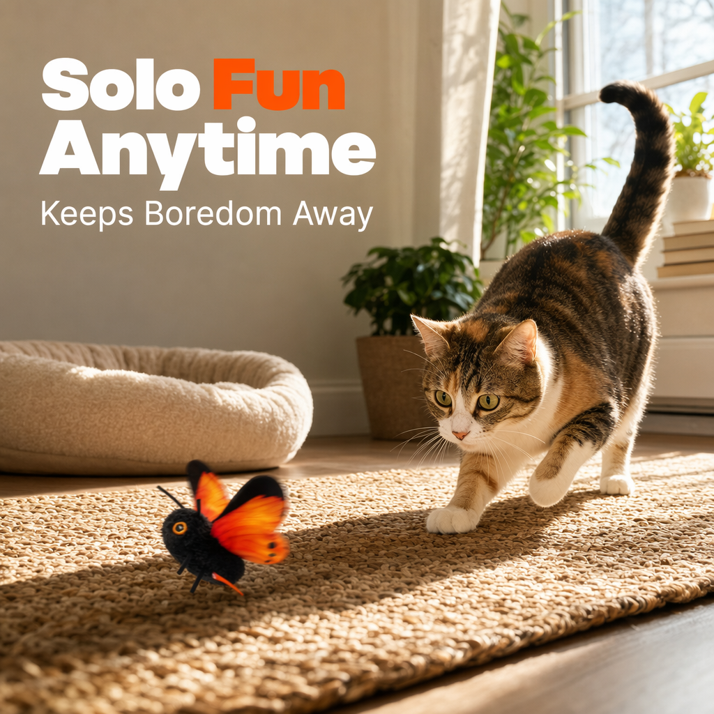 ⏳Limited-time 50% off⏰Motion Activated Smart Flapping Butterfly Interactive Cat Toy🦋😺