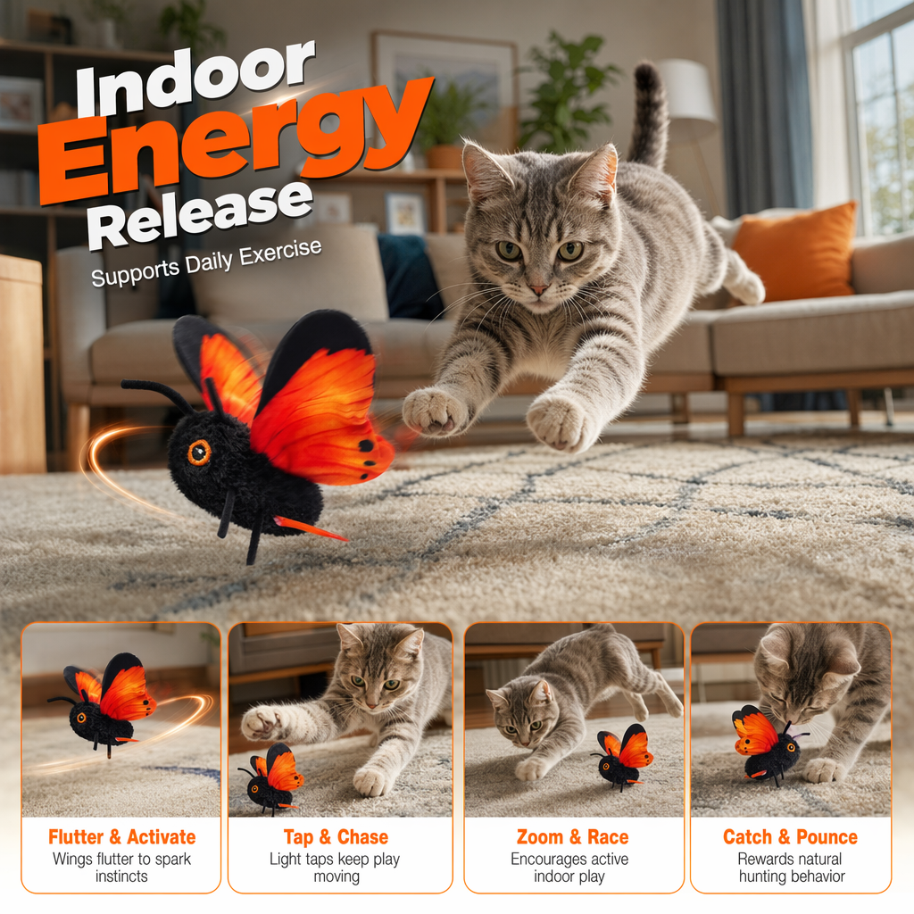 ⏳Limited-time 50% off⏰Motion Activated Smart Flapping Butterfly Interactive Cat Toy🦋😺